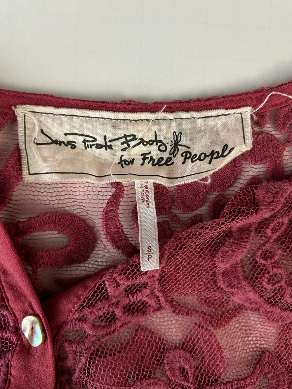 Jens Pirate Booty for Free People Berry Lace Sheer Lace Tunic Dress Overlay